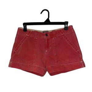 Red Fade Periscope Cotton Shorts White Stitching - Size 3